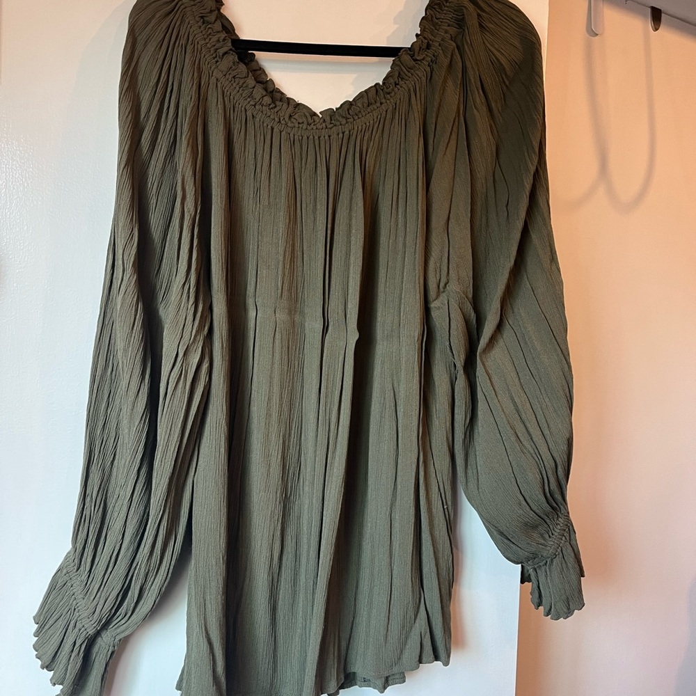 Sage Green Smocked Tunic with Relaxed Fit